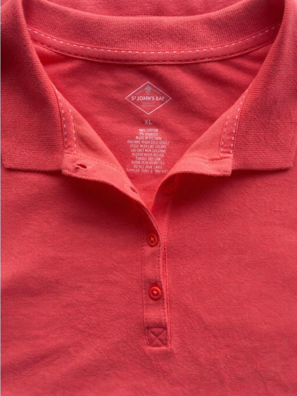 St. John's Bay Coral Button-Front Polo Shirt XL - Picture 3 of 4